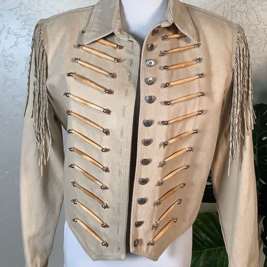 Vintage Double D Fringe Denim Jacket Size Medium