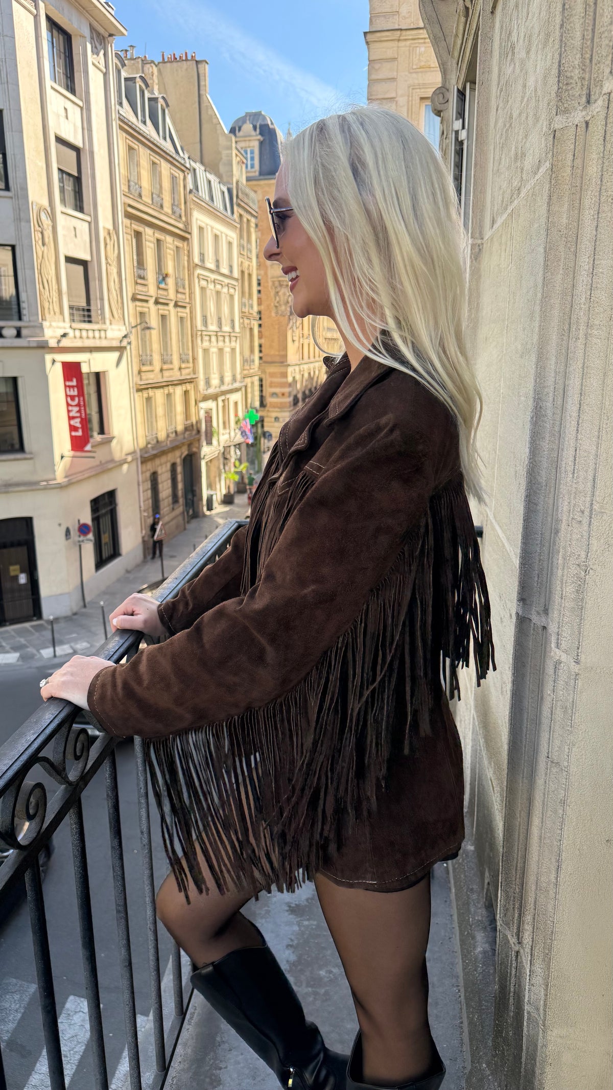 Vintage Brown Suede Fringe Jacket Size Large