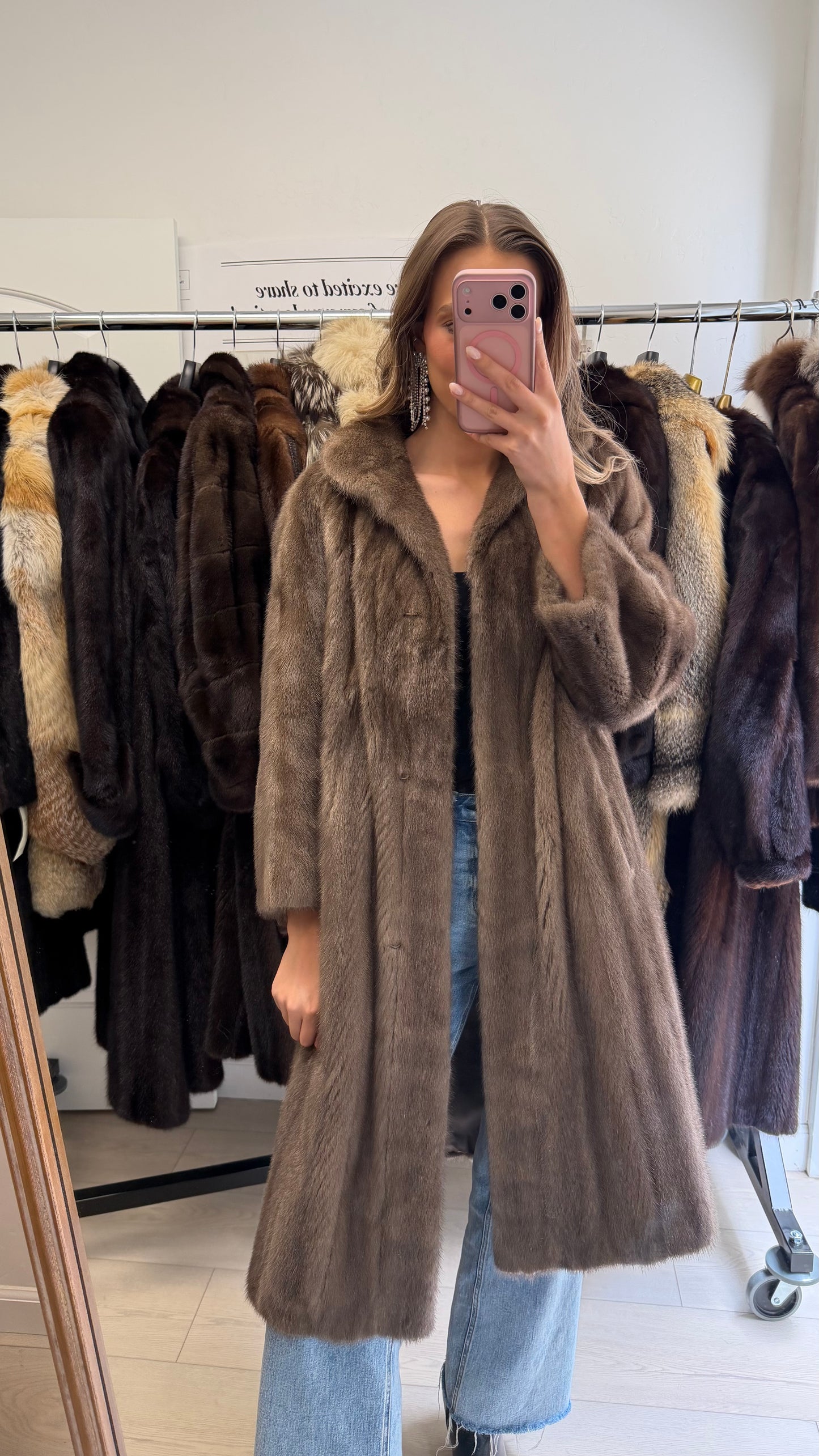 #36 Vintage Grey Mink Coat Size Small