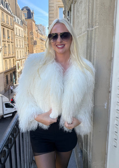 #109 Vintage Tibetan Lamb Fur Jacket - Size Medium