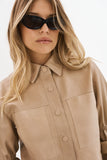 NEW!! Carolina Leather Ruffle Sleeve Jacket in Beige by LaMarque