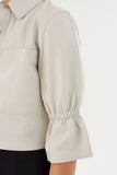 NEW!! Carolina Leather Ruffle Sleeve Jacket in Winter White by LaMarque