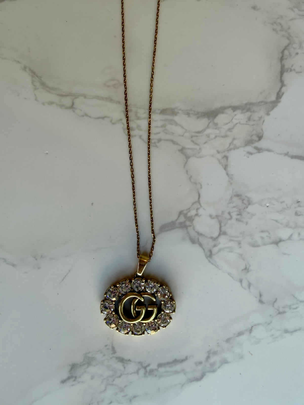 AS SEEN ON CASSIDY! Authentic Vintage Crystal G Pendant Necklace in Gold or Silver in Medium
