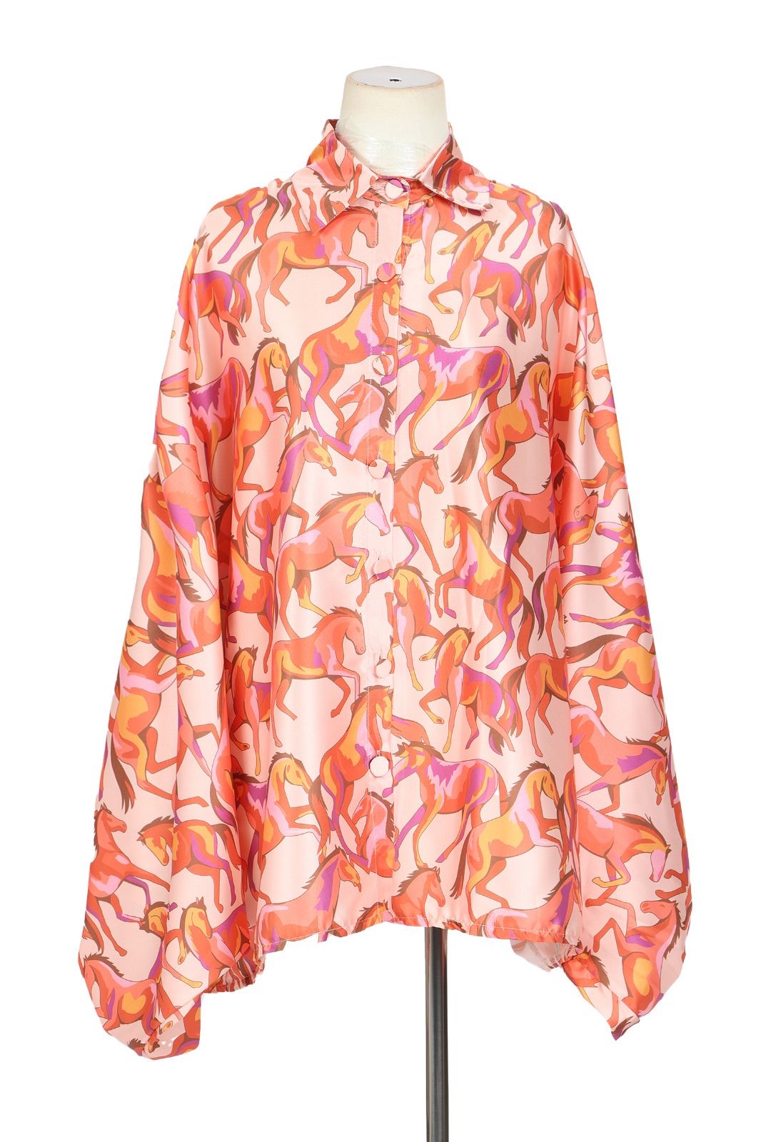NEW!! Horseprint Satin Top in Orange & Pink