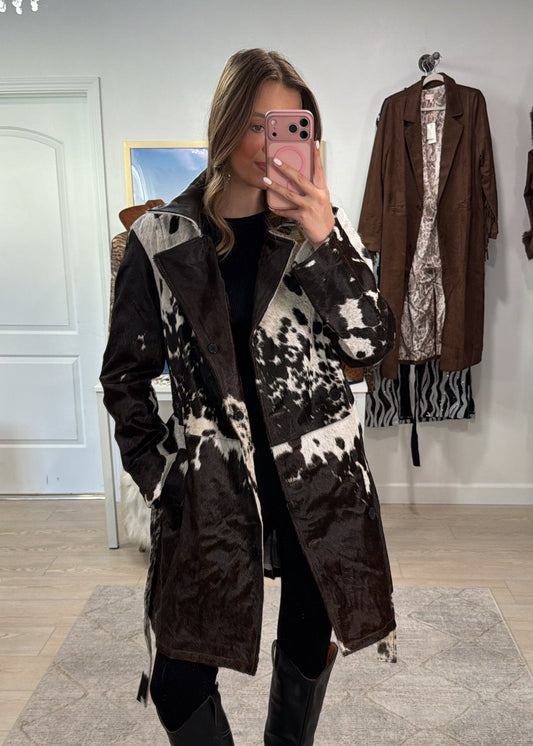 LIMITED EDITION! Cowhide Trench Coat #3 Size Medium