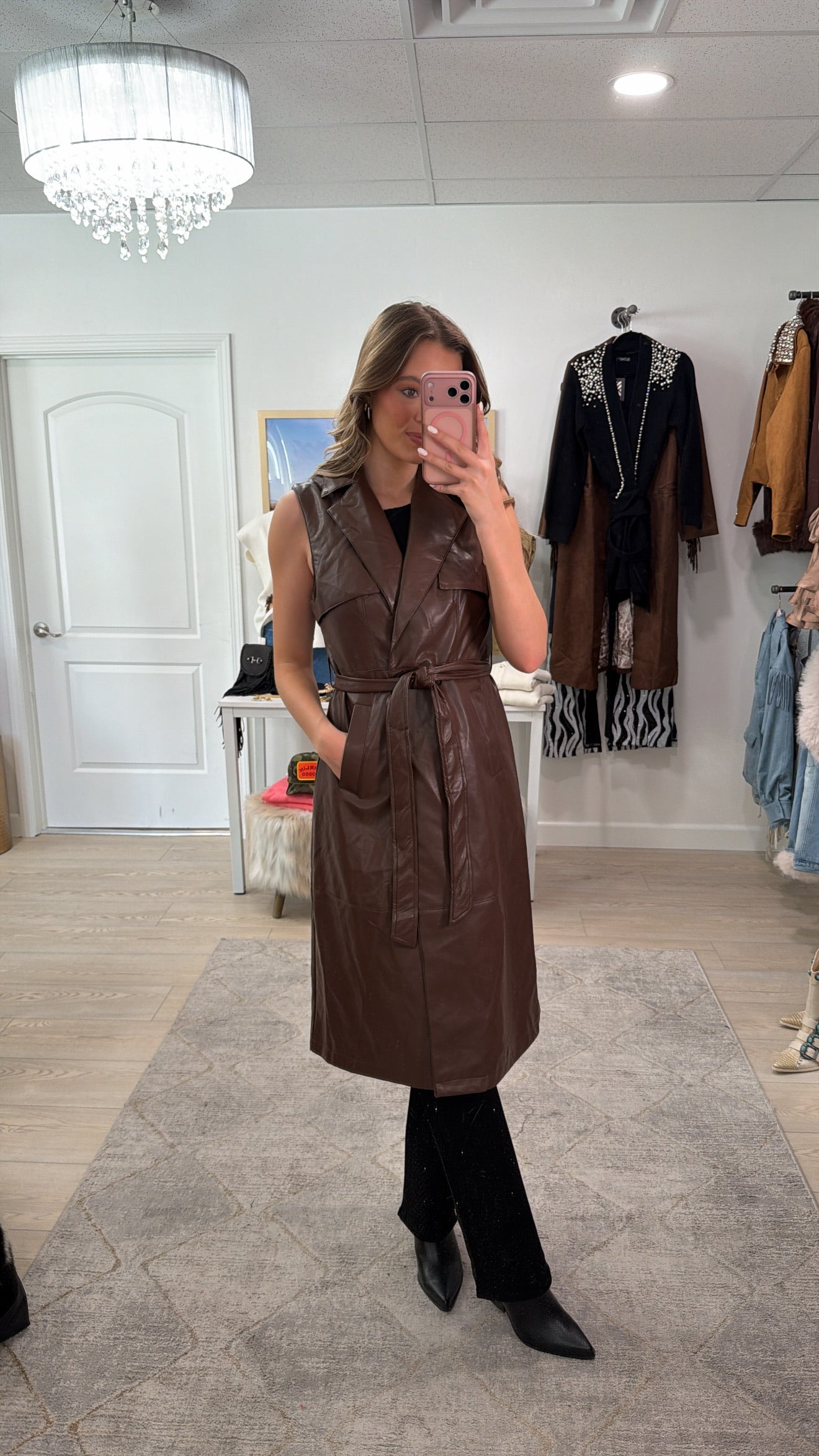 FINAL SALE!! Milano Faux Leather Longline Vest