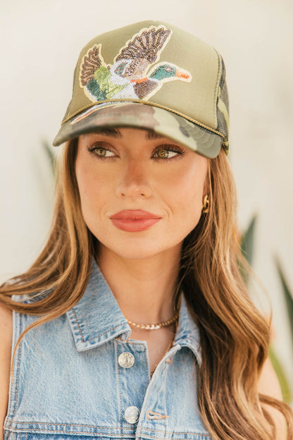 NEW!! The Sequin Patch & Camouflage Trucker Hat