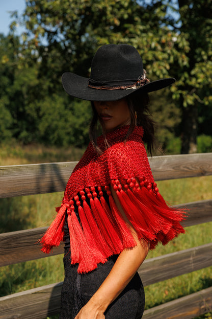 Red Fringe Tassel Cape