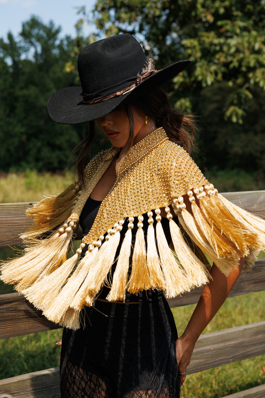 Gold Fringe Tassel Cape