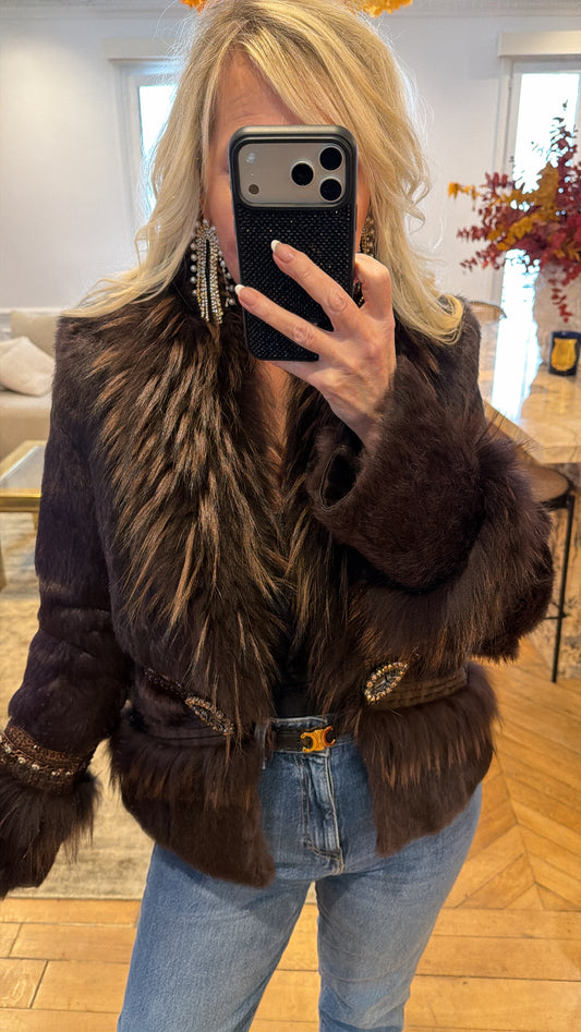 NEW!! Vintage Rabbit and Fox Embellished Jacket Size Small