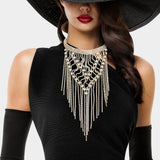 NEW!! Houston Rhinestone Fringe Choker in Gold