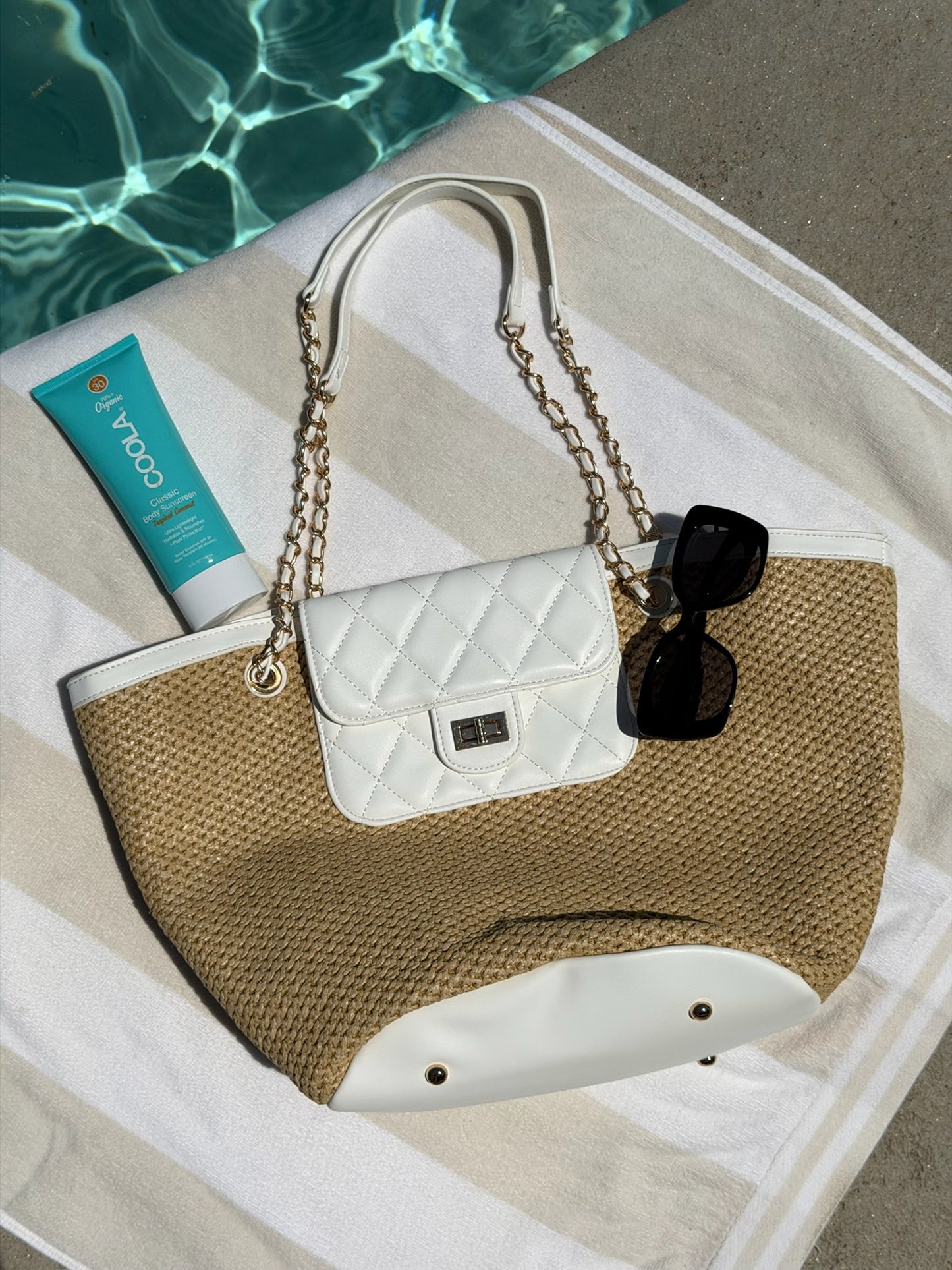 "Portofino" Straw Tote in White