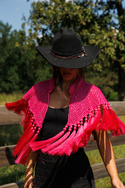 Hot Pink Fringe Tassel Cape