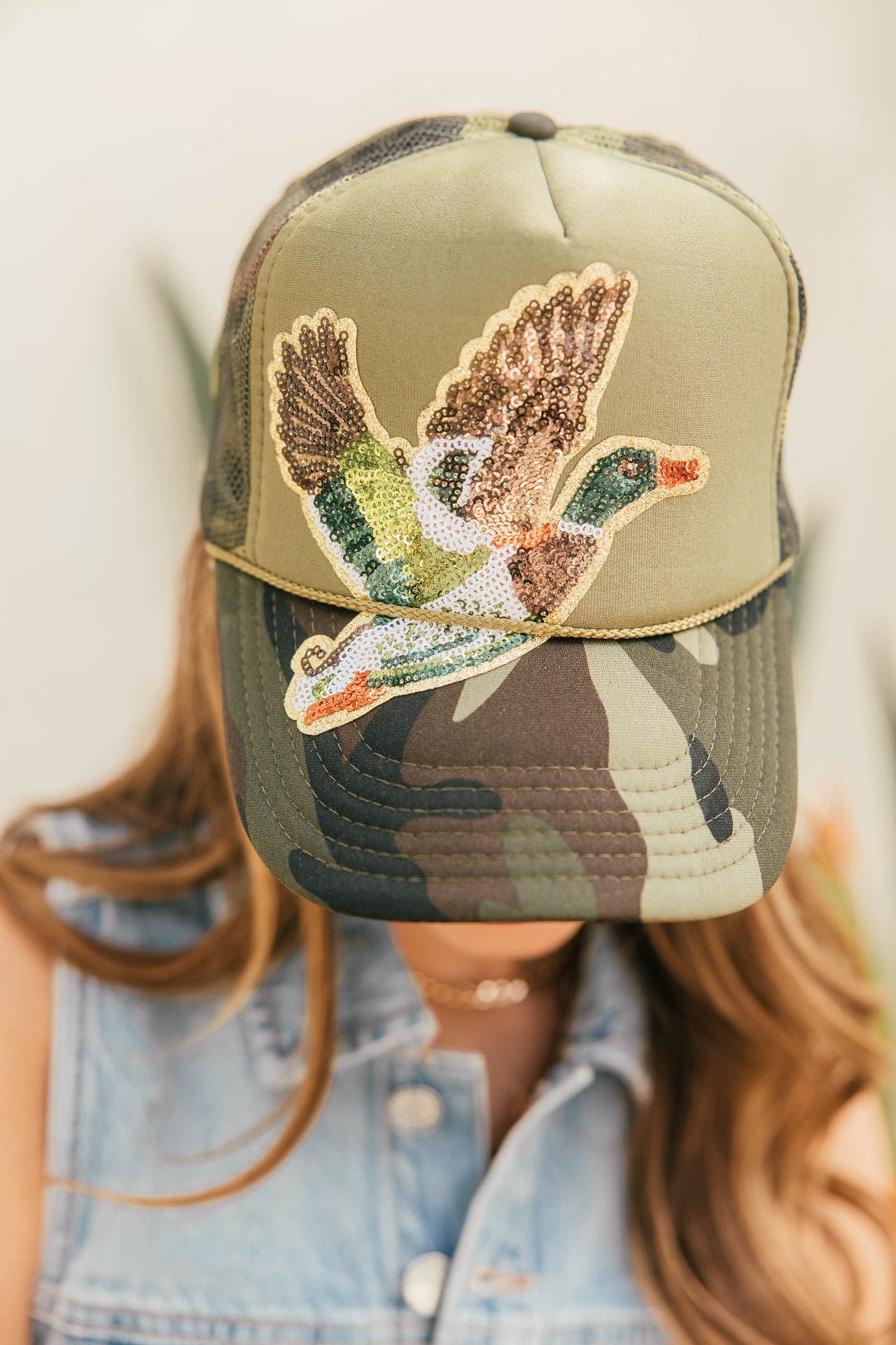 NEW!! The Sequin Patch & Camouflage Trucker Hat