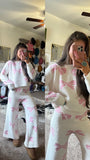 PRE ORDER! Bow Pajama Lounge Set in Off White