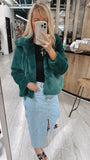 NEW!! Faux Fur Jacket in Emerald Green