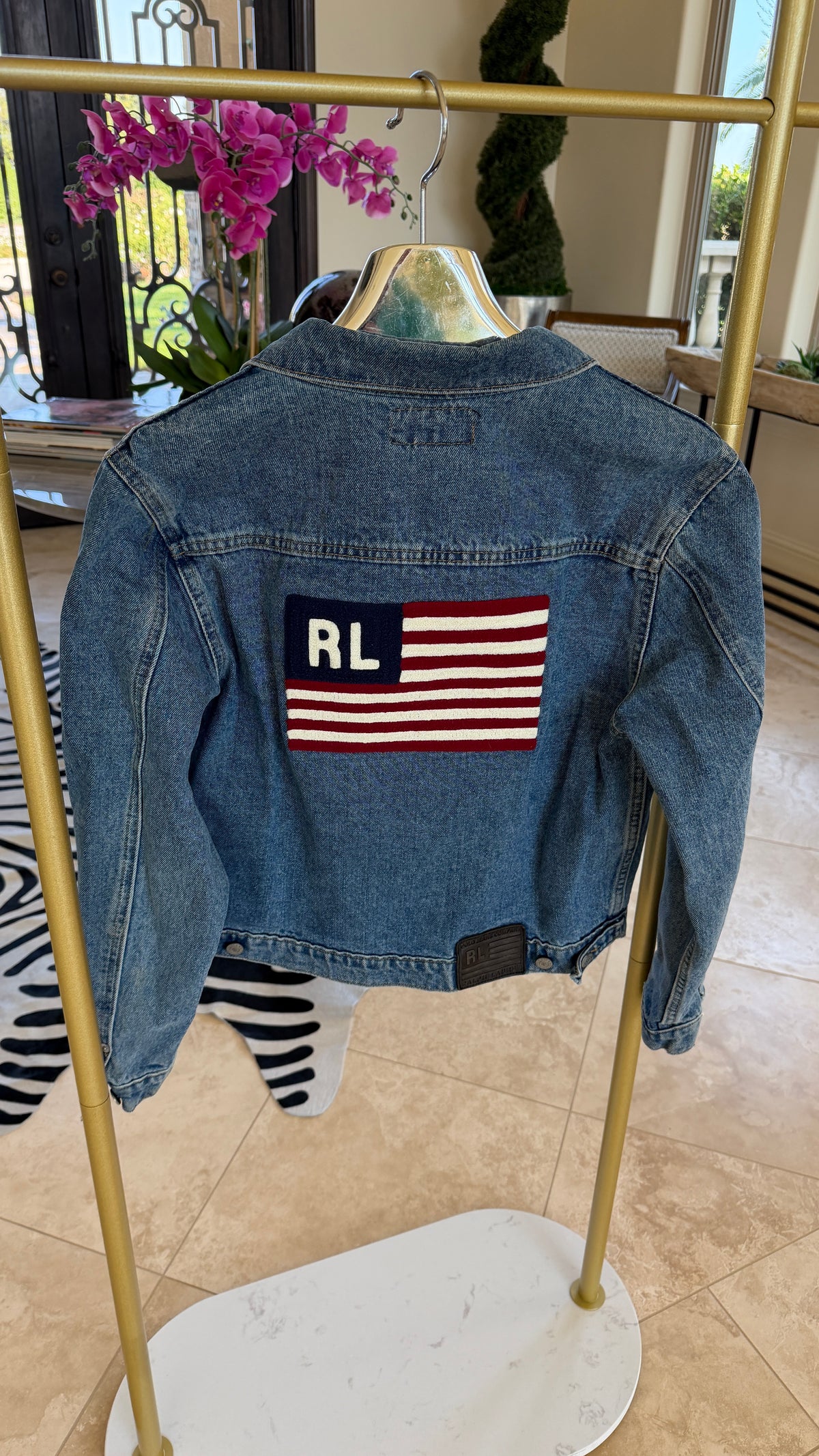 NEW!! Vintage Ralph Lauren Denim American Flag Jacket - Size Medium