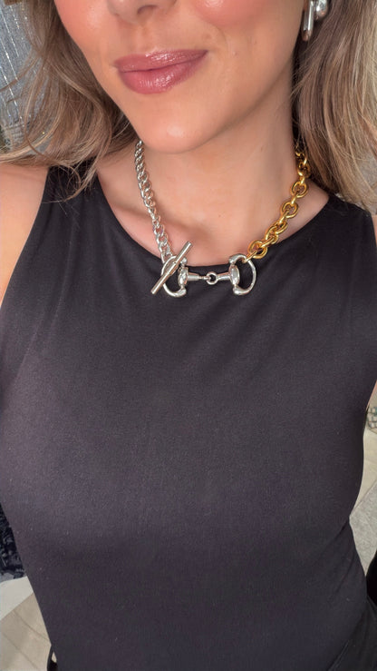 NEW!! Two Tone Snaffle Bit Toggle Necklace