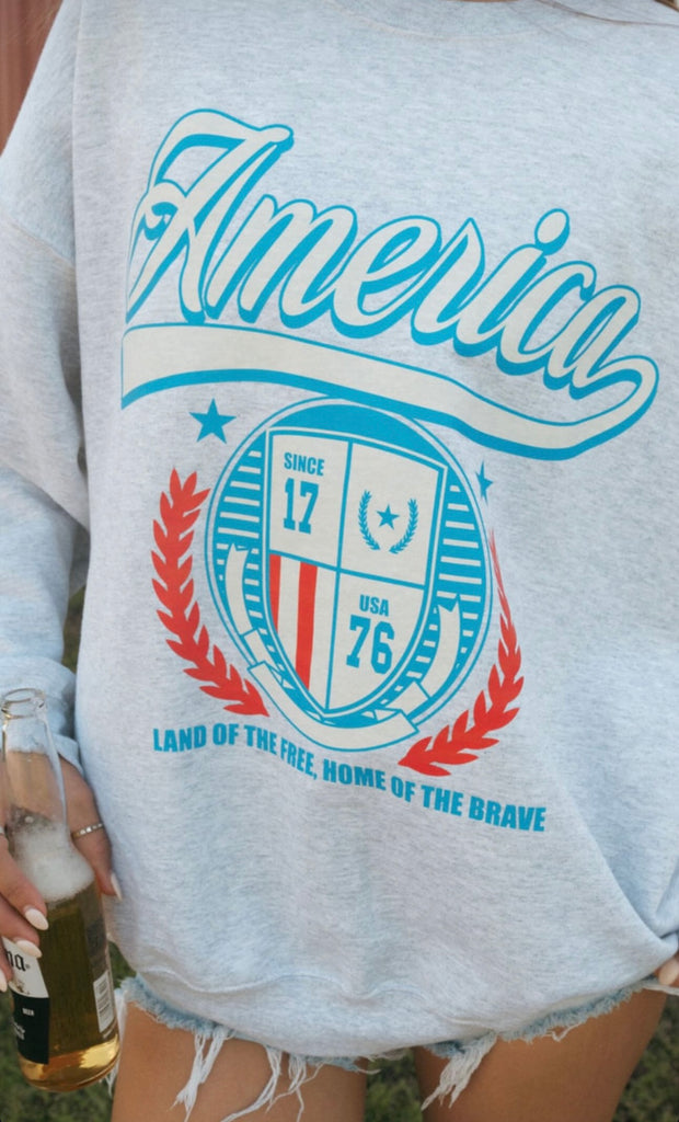 "America" Sweatshirt in Grey