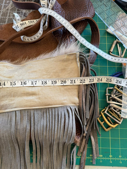 Vintage Coyote Fur & Leather Fringe Collar - Small Size
