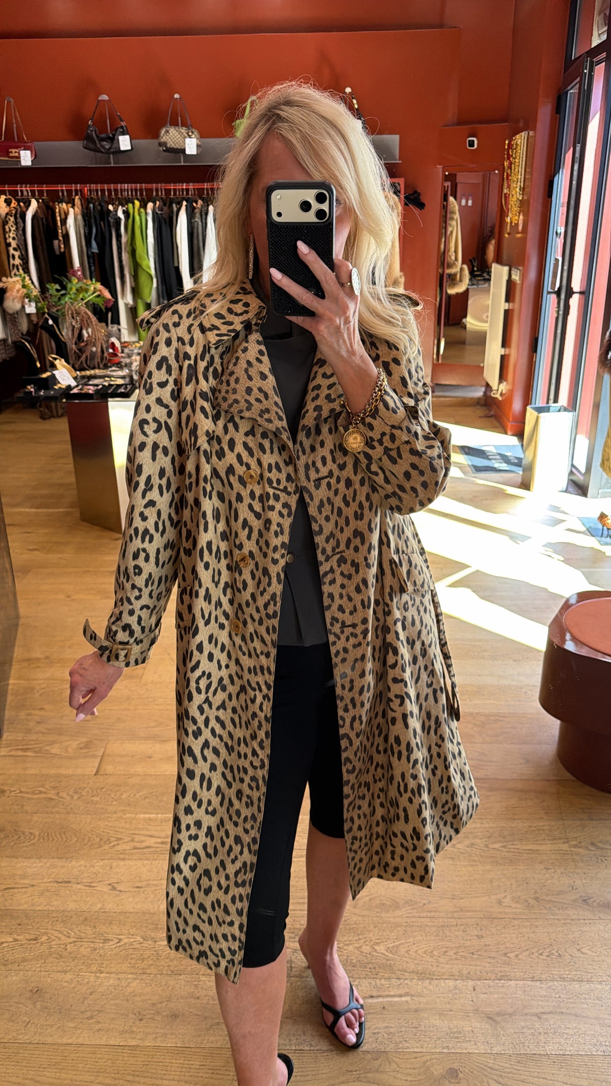 Vintage Spotted Trench Coat Size S/M