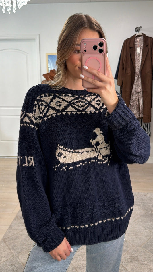 NEW!! Vintage Ralph Lauren Hand Knit Sweater Size Large