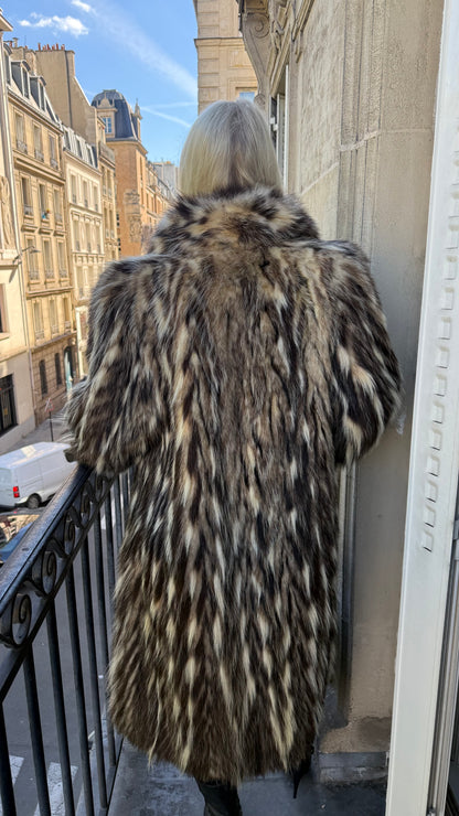 #100 Vintage Natural Racoon Coat - Size Medium/Large