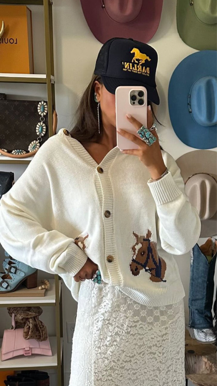 NEW!! "HORSE" Graphic Long Sleeve Cardigan