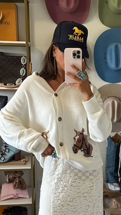 NEW!! "HORSE" Graphic Long Sleeve Cardigan