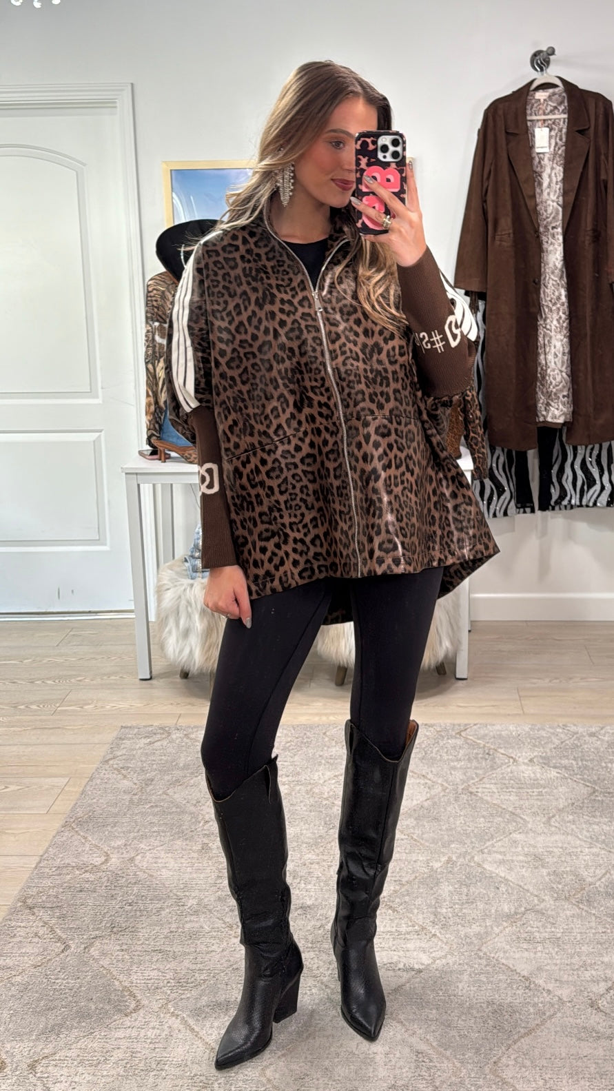 NEW!! Cheetah Print Oversized Zip Up Jacket