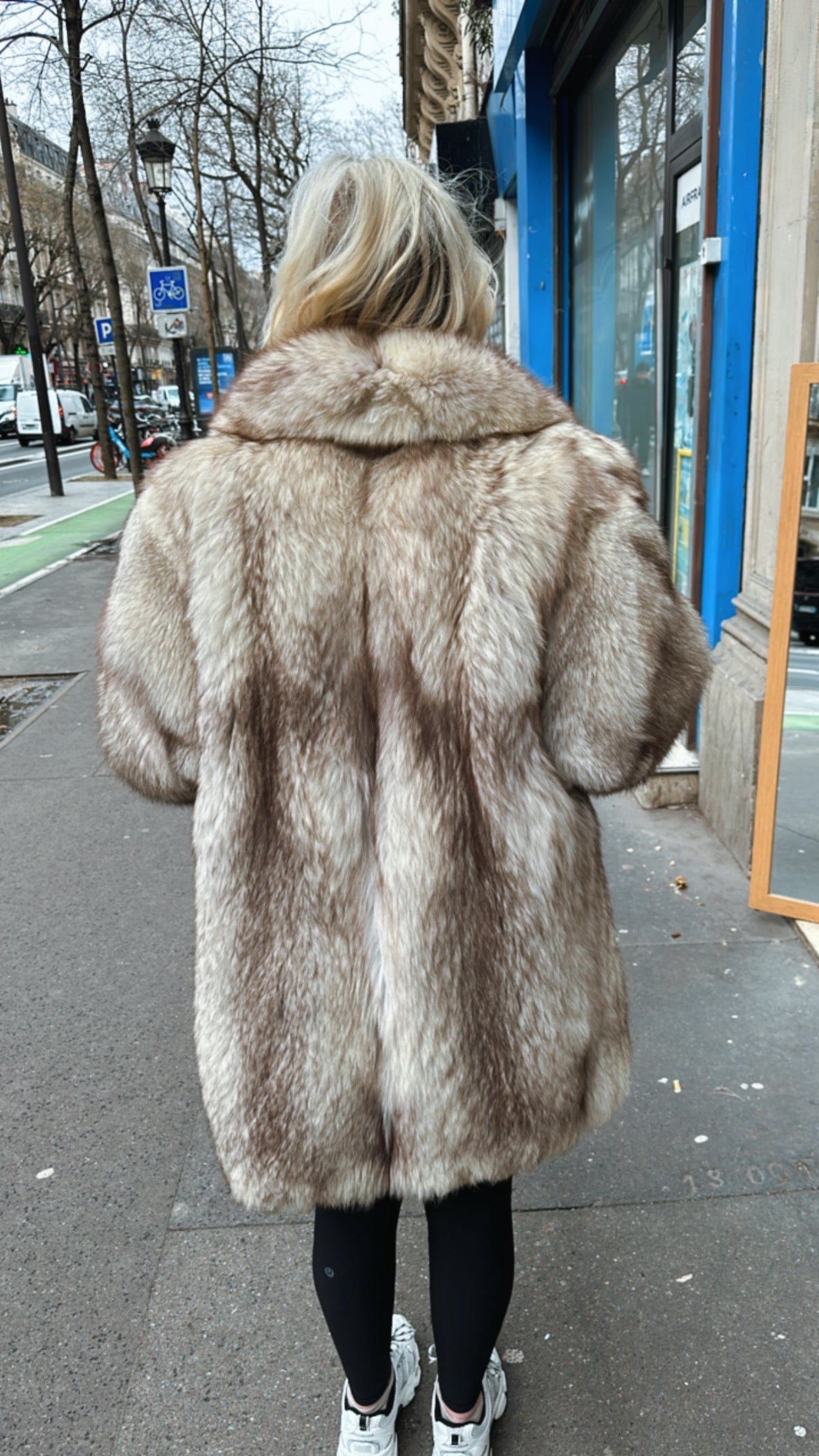 Paris Vintage Blue Fox Fur Coat #16 - Size Large/Xlarge