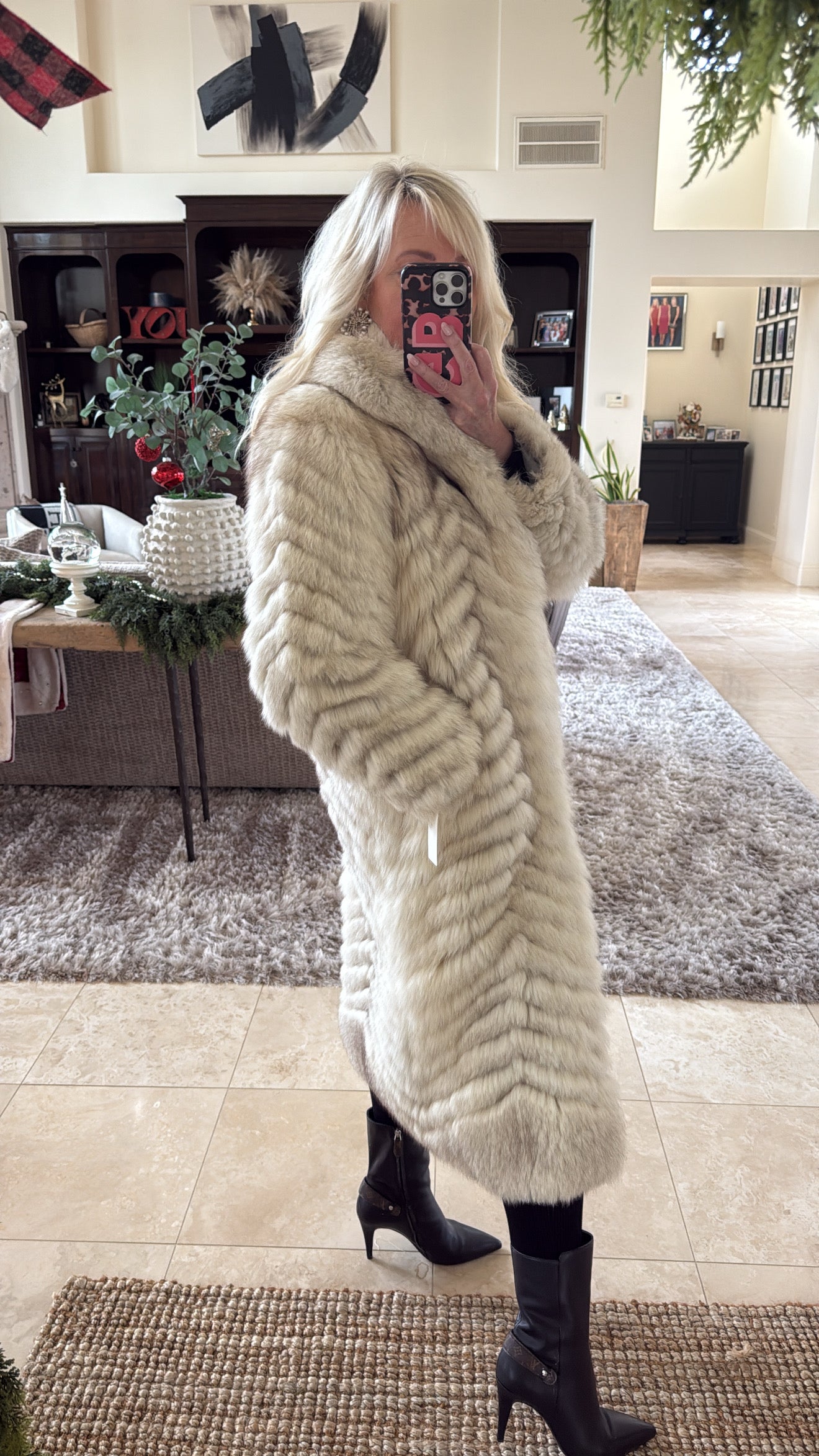 #27 Vintage White Fox Long Coat