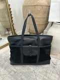 EXCLUSIVE!! Leather and Cowhide Travel Bag in Black