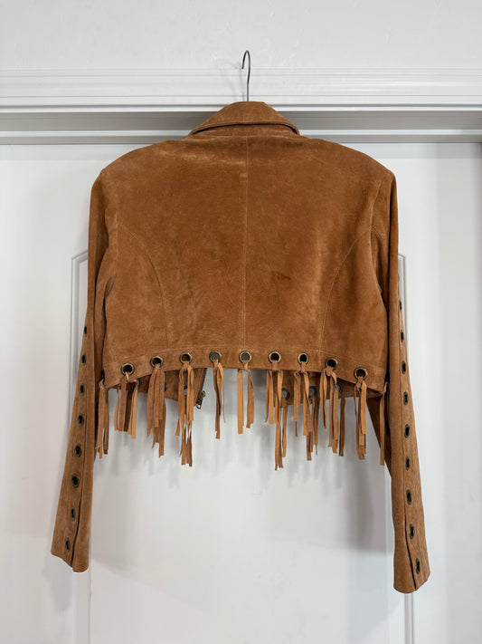 Vintage Scully Suede Cropped Fringe Jacket Size Medium