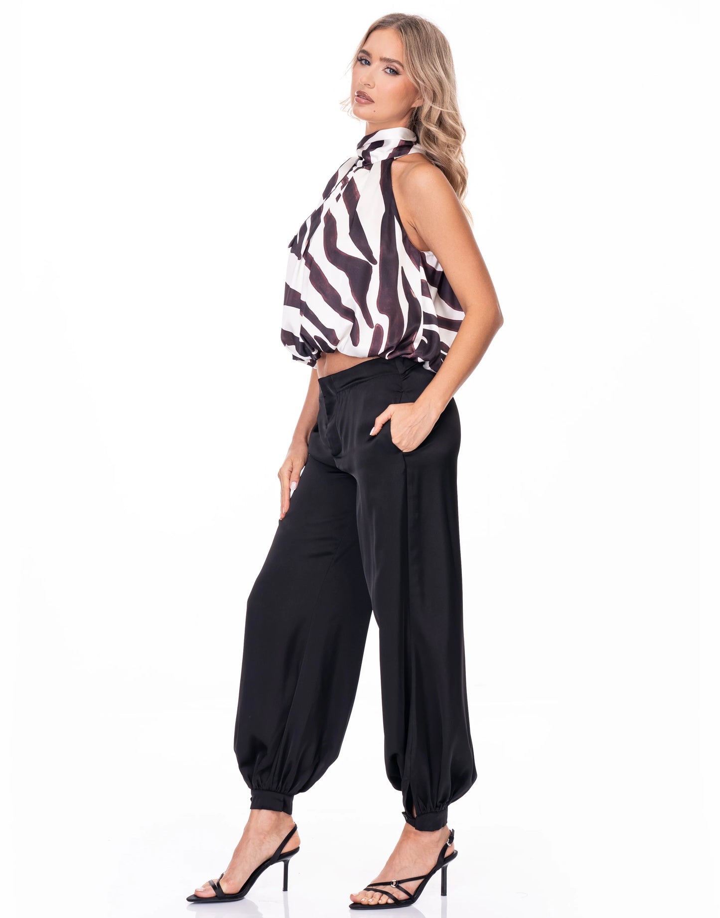 NEW!! Zebra Print Tie Neck Top