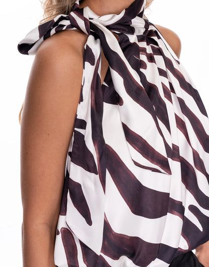 NEW!! Zebra Print Tie Neck Top