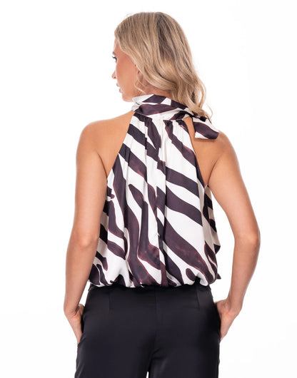NEW!! Zebra Print Tie Neck Top