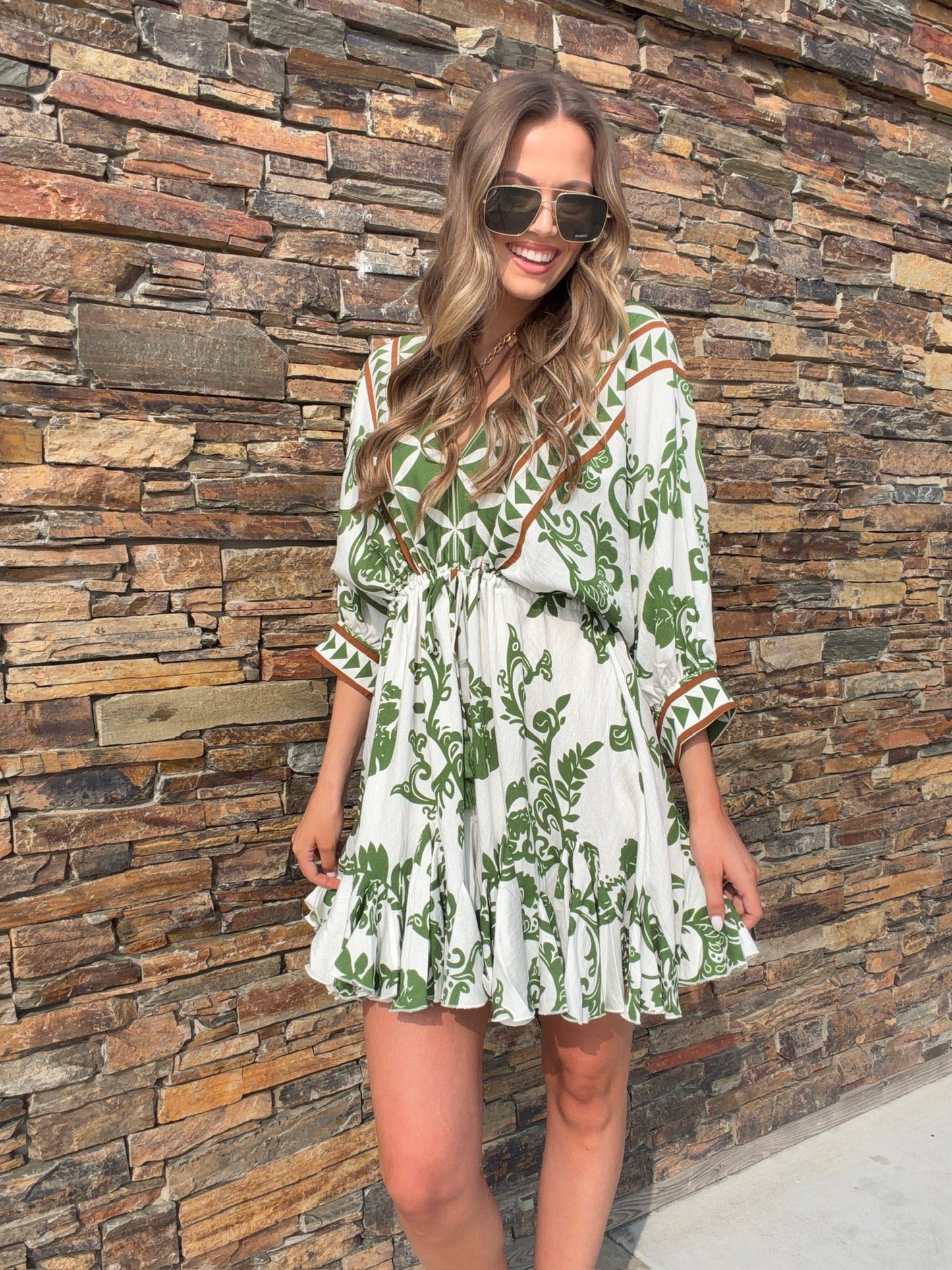 NEW!! "Ibiza" Tassel Mini Dress in Sage