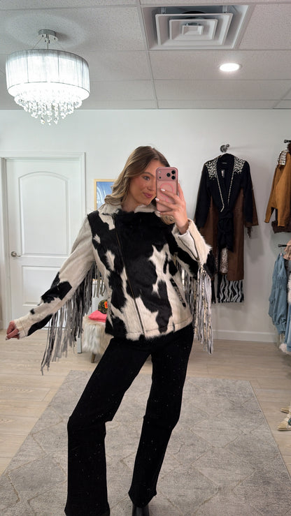 NEW!! Cowhide Jacket with Fringe #2 - Size Small