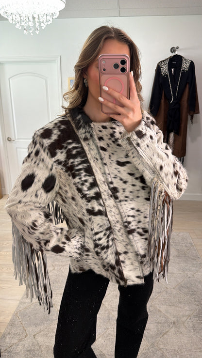 NEW!! Cowhide Jacket with Fringe #1 - Size Large