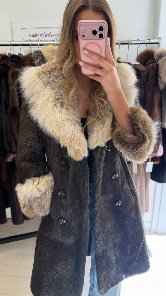 #53 Vintage Nutria Fur Stroller w/ Lynx Collar Size S/M