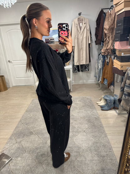 PREORDER!! "Off Duty" Rhinestone Sweatshirt in Black