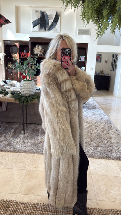 #35 Vintage White Fox Full Length Coat