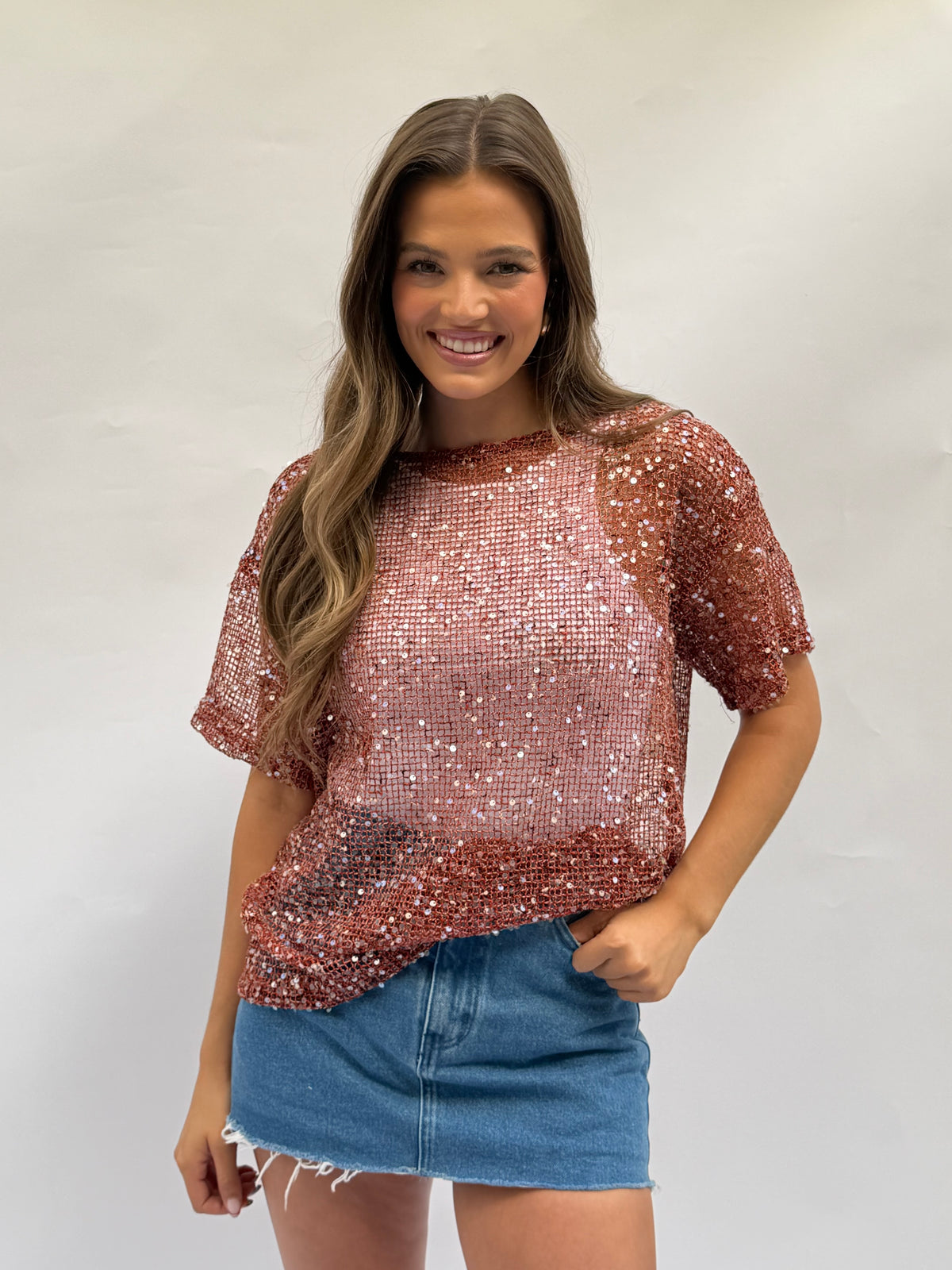 Sequin Oversized Mesh Top in 4 Colors