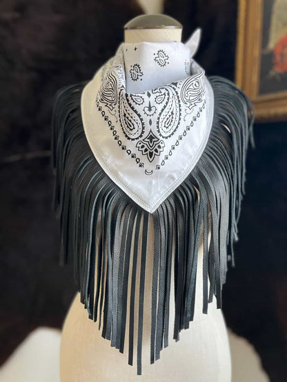 Leather Fringe Bandana in 2 Colors by Dirty Mojave