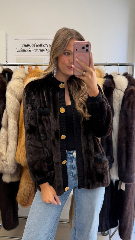 #33 Vintage Mahogany Mink Cardigan Size S/M