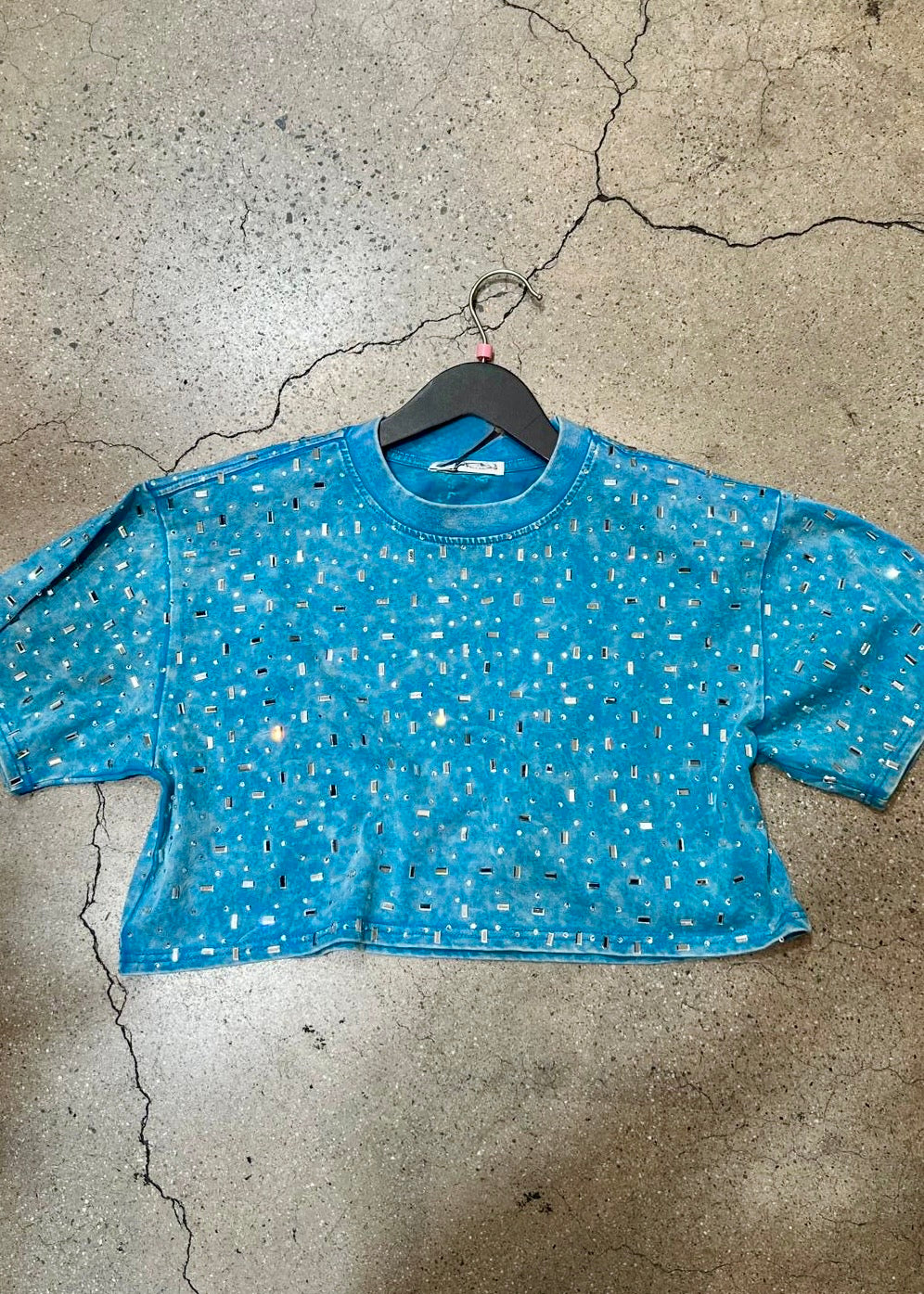 AS SEEN ON CASSIDY! The “Houston" Cropped Rhinestone Tee in 5 Colors - PRE ORDER