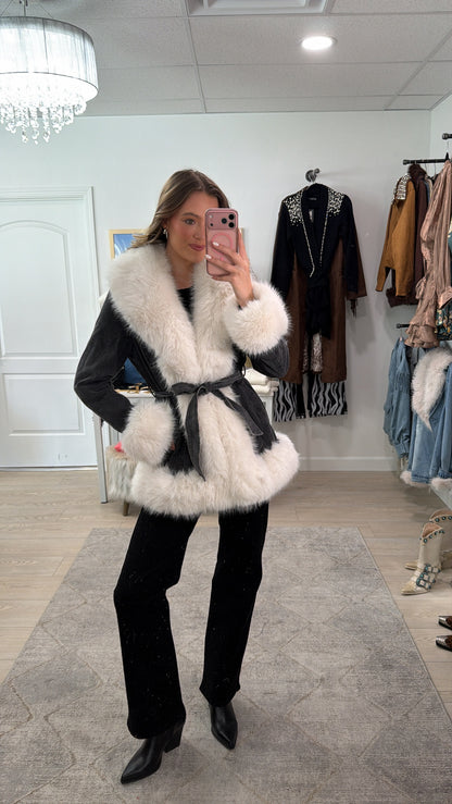 NEW!! "Show Stopper" Faux Fur Black Denim Jacket