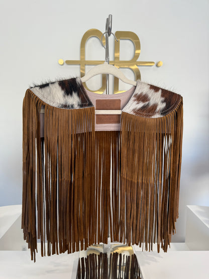 AS SEEN ON LILYAN COLE at the ACM AWARDS!! Cowhide Fringe Shawl in Tri-Color