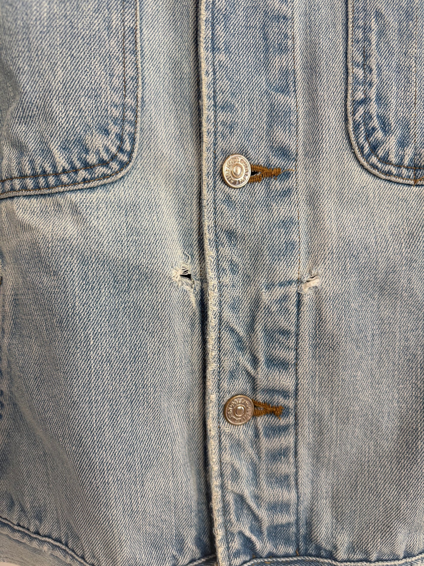 NEW!! Vintage Ralph Lauren Denim Patch Flag Jacket Size Medium